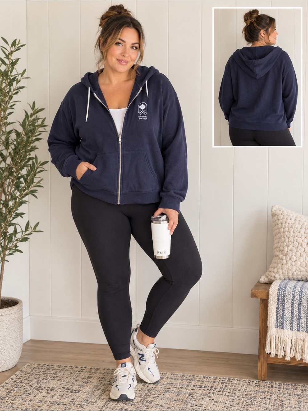 American Apparel Navy Full-Zip Hoodie with Small Crest